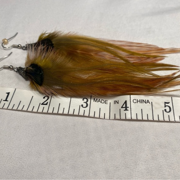 Feather Earrings in Earthy Tones - Picture 5 of 6